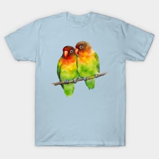 A watercolor of two cute lovebirds cuddling T-Shirt